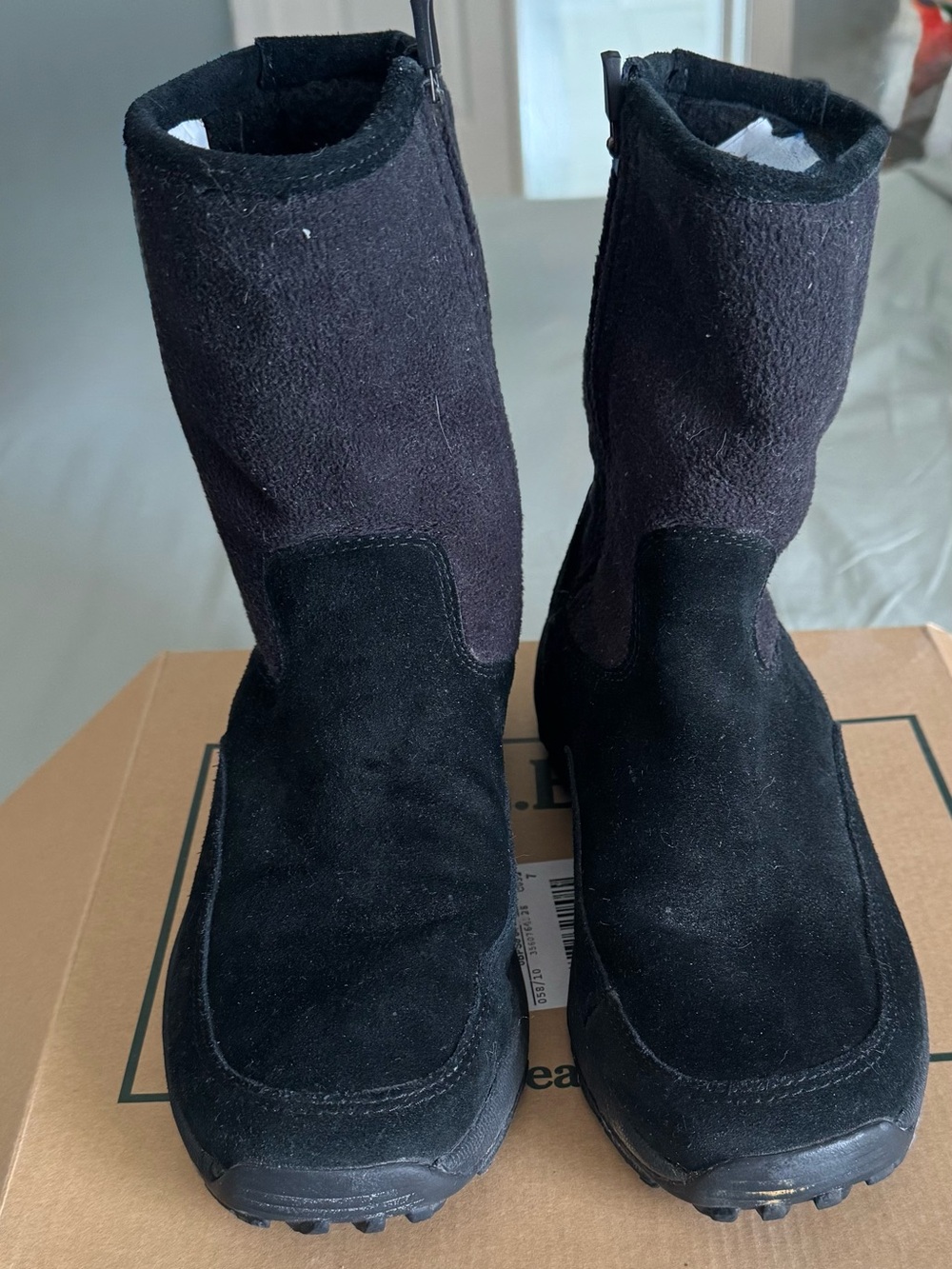 L.L.Bean Black Suede Mid-Calf Winter Boots Side Zip Women’s 7 M